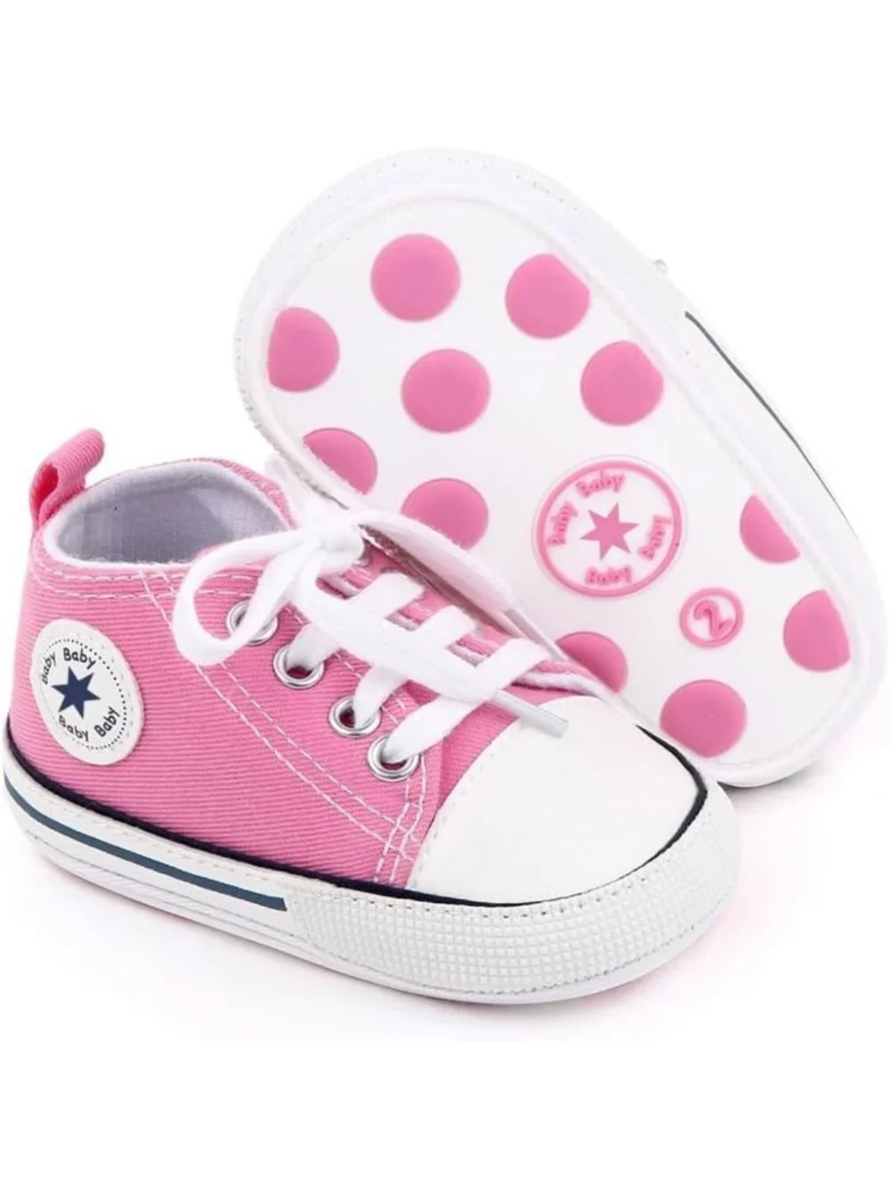Unisex Baby High-Top Canvas Sneakers, Anti-Slip Soft Sole for First Walkers